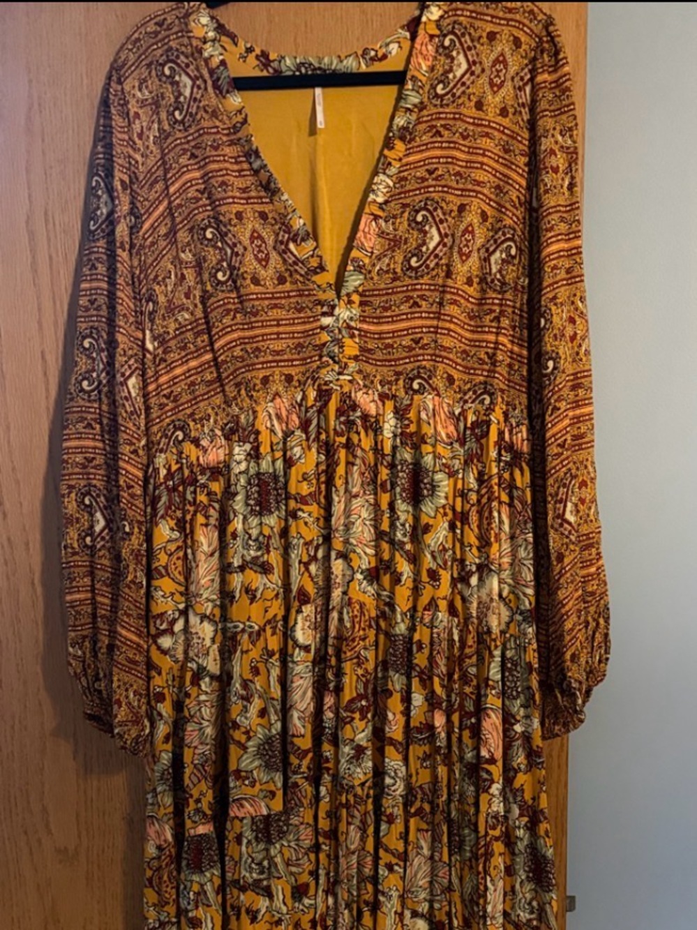 Free People Feeling Groovy Maxi Dress in a marigold combo floral print NWOT